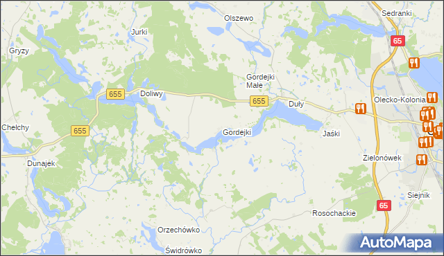 mapa Gordejki, Gordejki na mapie Targeo