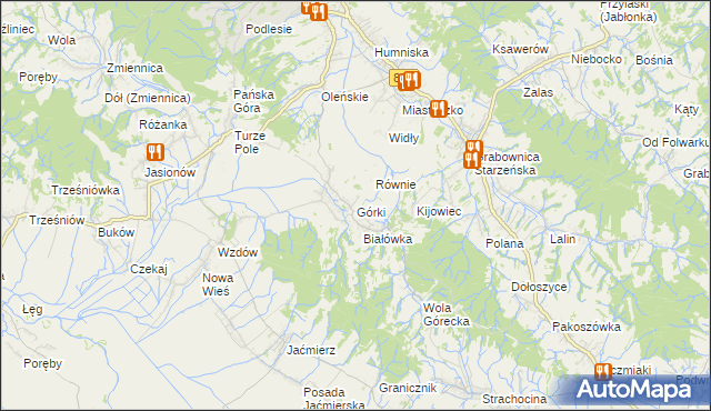 mapa Górki gmina Brzozów, Górki gmina Brzozów na mapie Targeo