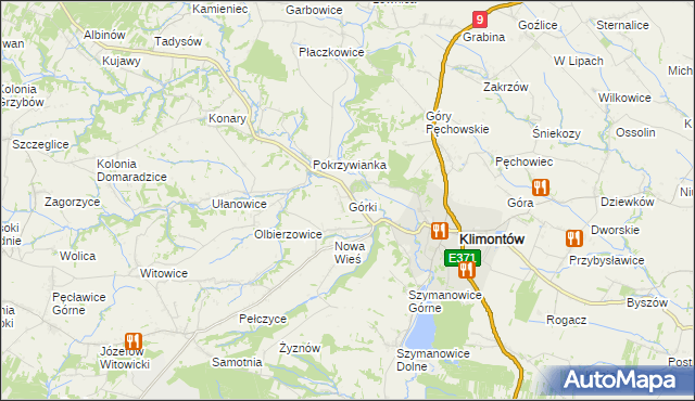 mapa Górki gmina Klimontów, Górki gmina Klimontów na mapie Targeo