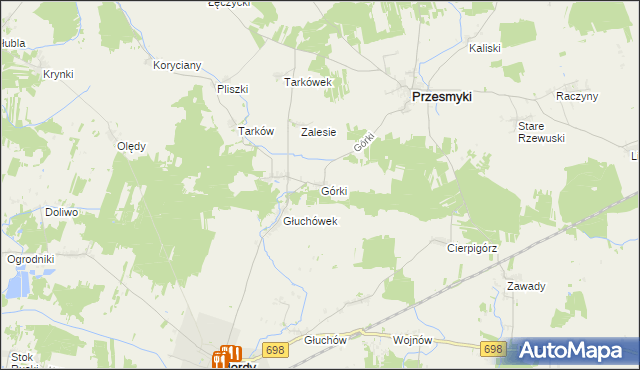 mapa Górki gmina Przesmyki, Górki gmina Przesmyki na mapie Targeo