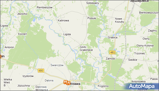 mapa Górki Grabińskie, Górki Grabińskie na mapie Targeo
