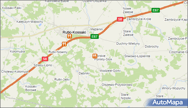 mapa Górskie Ponikły-Stok, Górskie Ponikły-Stok na mapie Targeo