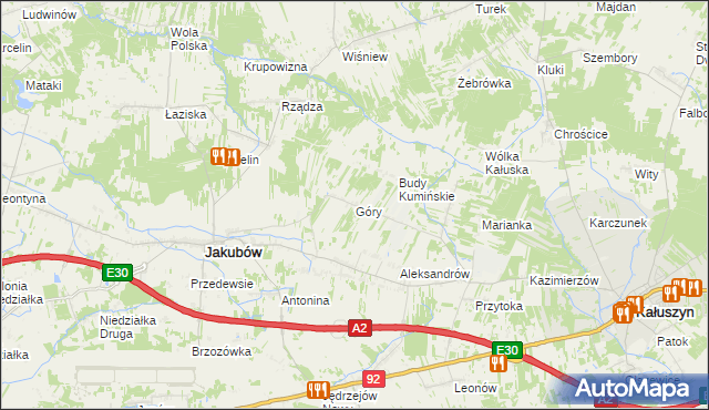 mapa Góry gmina Jakubów, Góry gmina Jakubów na mapie Targeo