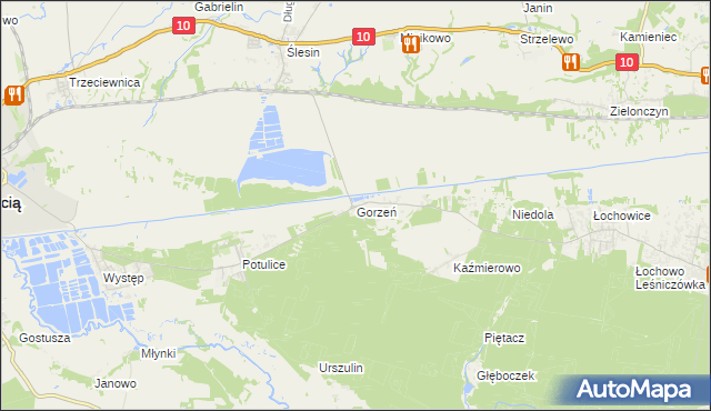 mapa Gorzeń gmina Nakło nad Notecią, Gorzeń gmina Nakło nad Notecią na mapie Targeo