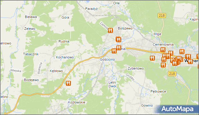 mapa Gościcino, Gościcino na mapie Targeo