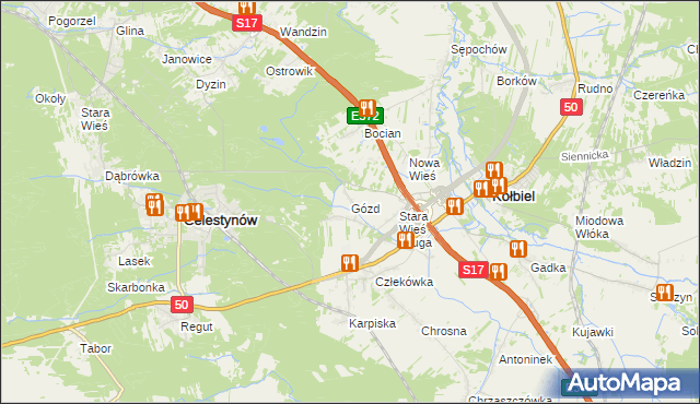 mapa Gózd gmina Kołbiel, Gózd gmina Kołbiel na mapie Targeo