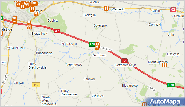 mapa Gozdowo gmina Września, Gozdowo gmina Września na mapie Targeo