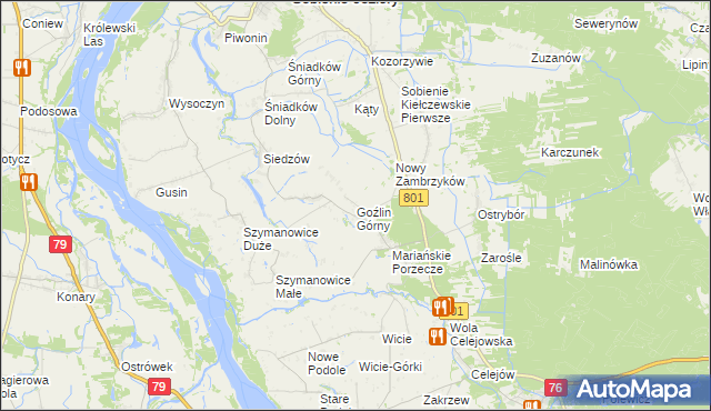 mapa Goźlin Górny, Goźlin Górny na mapie Targeo