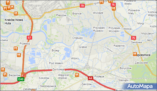 mapa Grabie gmina Wieliczka, Grabie gmina Wieliczka na mapie Targeo