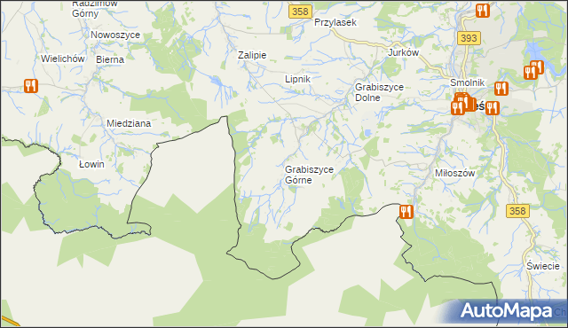 mapa Grabiszyce Górne, Grabiszyce Górne na mapie Targeo