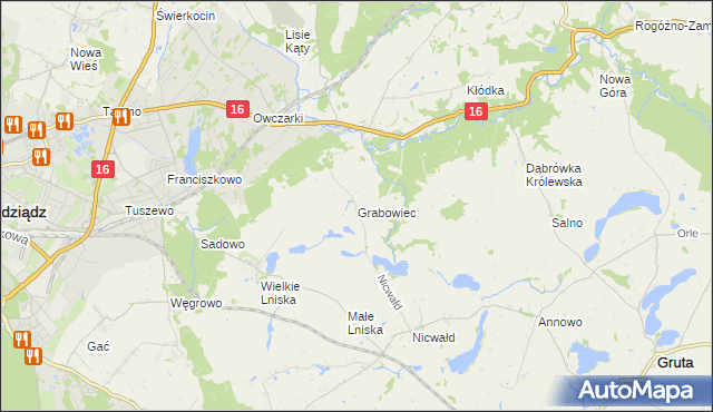mapa Grabowiec gmina Grudziądz, Grabowiec gmina Grudziądz na mapie Targeo