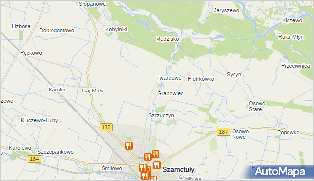 mapa Grabowiec gmina Szamotuły, Grabowiec gmina Szamotuły na mapie Targeo
