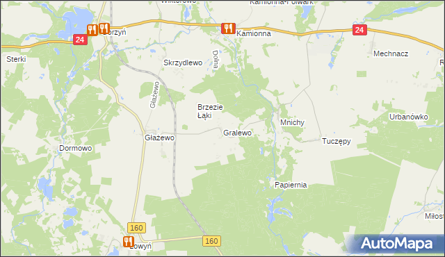 mapa Gralewo gmina Międzychód, Gralewo gmina Międzychód na mapie Targeo