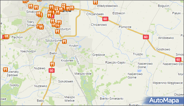 mapa Grędzice gmina Ciechanów, Grędzice gmina Ciechanów na mapie Targeo