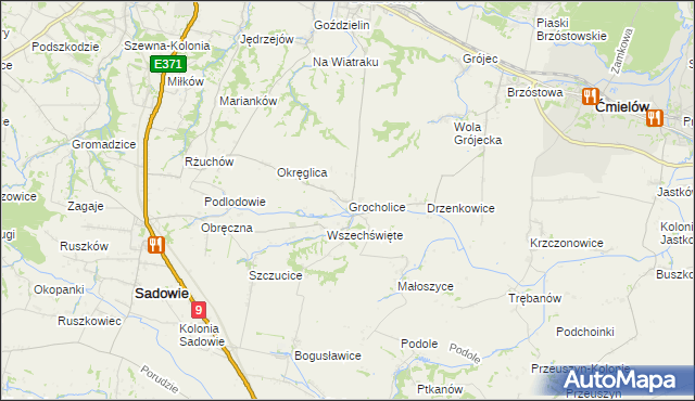 mapa Grocholice gmina Sadowie, Grocholice gmina Sadowie na mapie Targeo