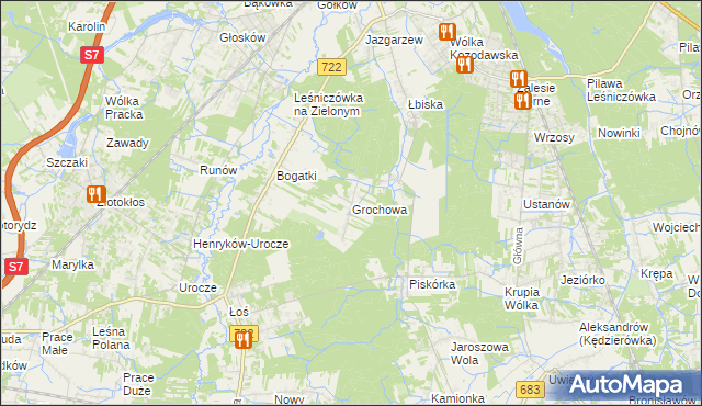 mapa Grochowa gmina Piaseczno, Grochowa gmina Piaseczno na mapie Targeo