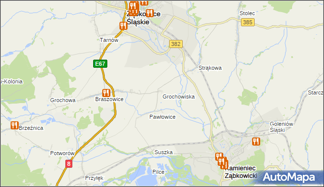 mapa Grochowiska gmina Ząbkowice Śląskie, Grochowiska gmina Ząbkowice Śląskie na mapie Targeo