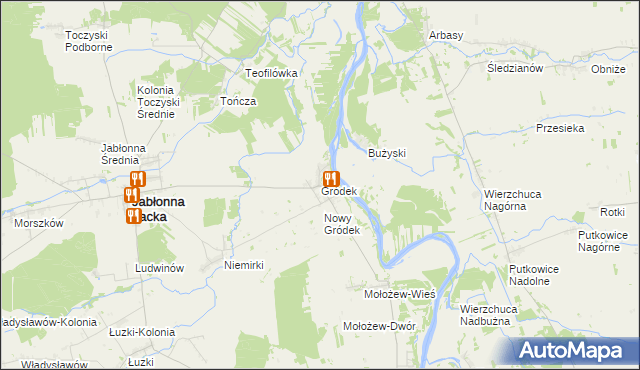 mapa Gródek gmina Jabłonna Lacka, Gródek gmina Jabłonna Lacka na mapie Targeo