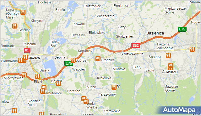 mapa Grodziec gmina Jasienica, Grodziec gmina Jasienica na mapie Targeo