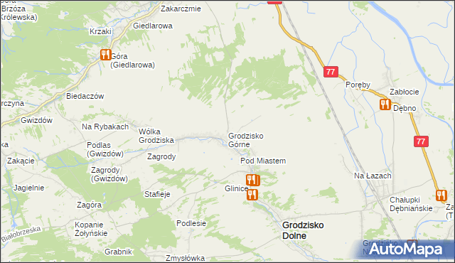 mapa Grodzisko Górne, Grodzisko Górne na mapie Targeo