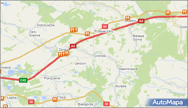 mapa Gronów gmina Zgorzelec, Gronów gmina Zgorzelec na mapie Targeo