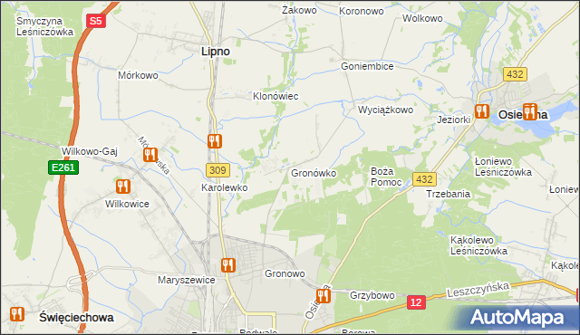 mapa Gronówko gmina Lipno, Gronówko gmina Lipno na mapie Targeo