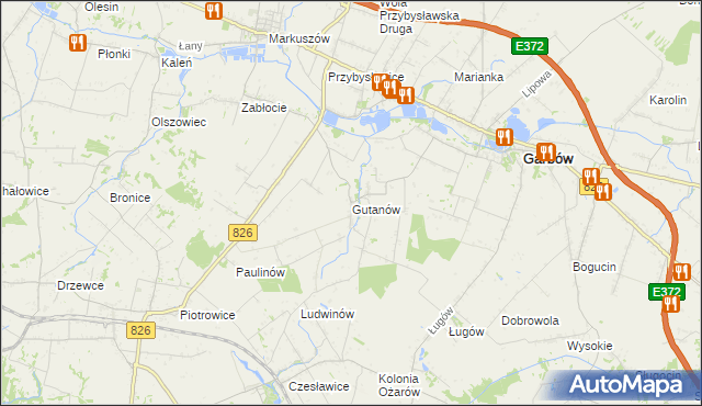 mapa Gutanów, Gutanów na mapie Targeo