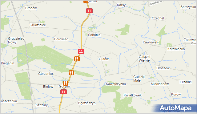 mapa Gutów gmina Ostrów Wielkopolski, Gutów gmina Ostrów Wielkopolski na mapie Targeo