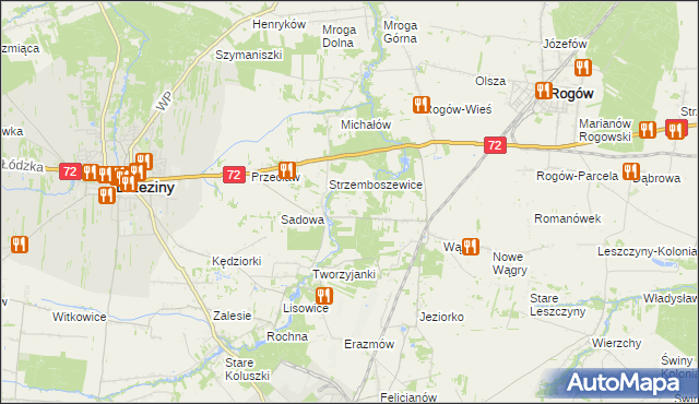mapa Helenówka gmina Brzeziny, Helenówka gmina Brzeziny na mapie Targeo