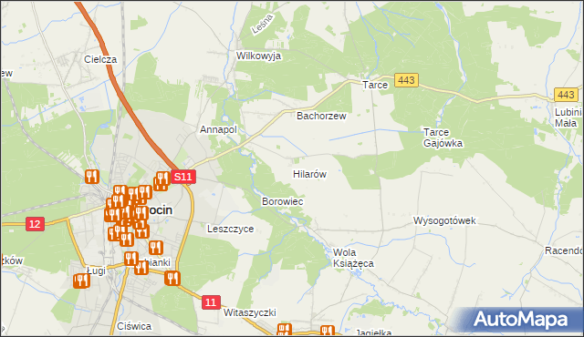 mapa Hilarów gmina Jarocin, Hilarów gmina Jarocin na mapie Targeo