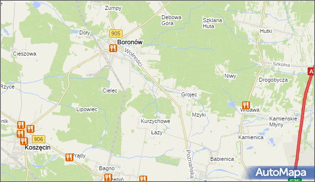 mapa Hucisko gmina Boronów, Hucisko gmina Boronów na mapie Targeo