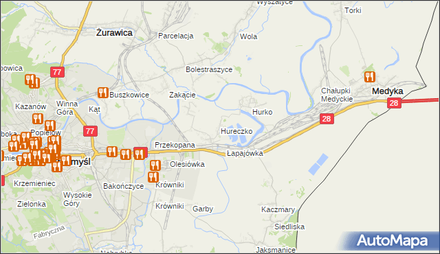 mapa Hureczko, Hureczko na mapie Targeo