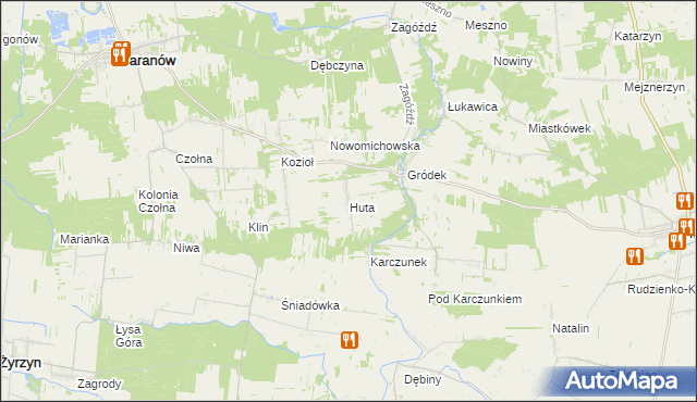 mapa Huta gmina Baranów, Huta gmina Baranów na mapie Targeo