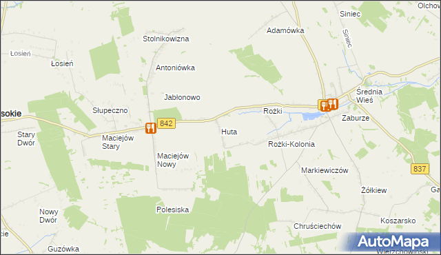 mapa Huta gmina Żółkiewka, Huta gmina Żółkiewka na mapie Targeo