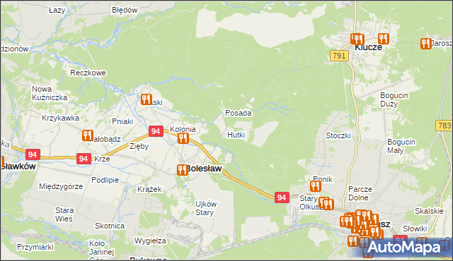 mapa Hutki gmina Bolesław, Hutki gmina Bolesław na mapie Targeo