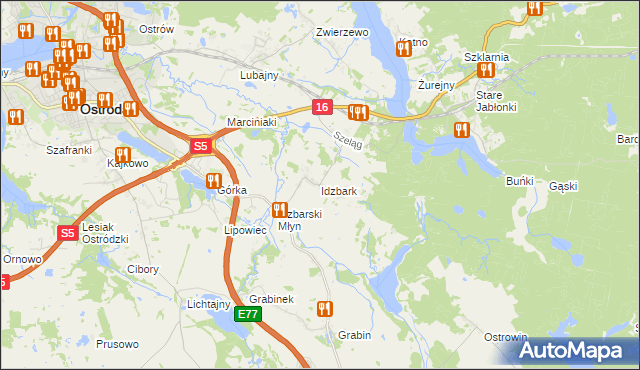 mapa Idzbark, Idzbark na mapie Targeo