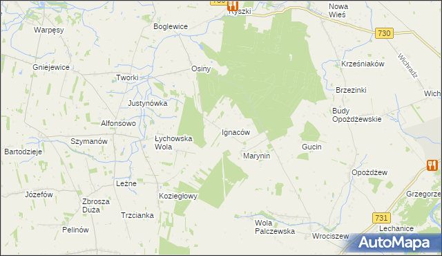 mapa Ignaców gmina Jasieniec, Ignaców gmina Jasieniec na mapie Targeo