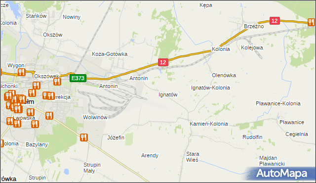 mapa Ignatów gmina Kamień, Ignatów gmina Kamień na mapie Targeo