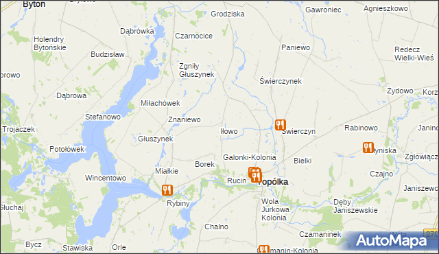 mapa Iłowo gmina Topólka, Iłowo gmina Topólka na mapie Targeo