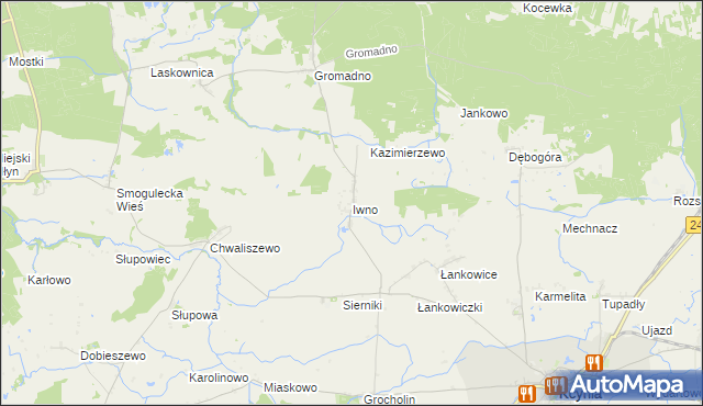 mapa Iwno gmina Kcynia, Iwno gmina Kcynia na mapie Targeo