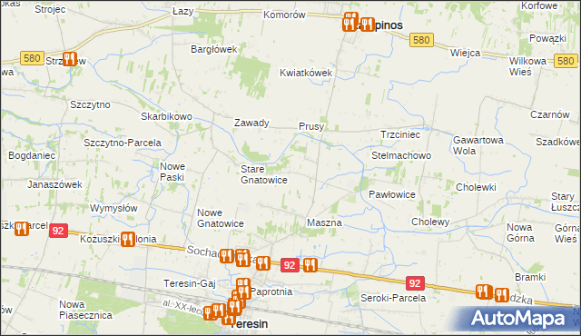mapa Izbiska gmina Teresin, Izbiska gmina Teresin na mapie Targeo