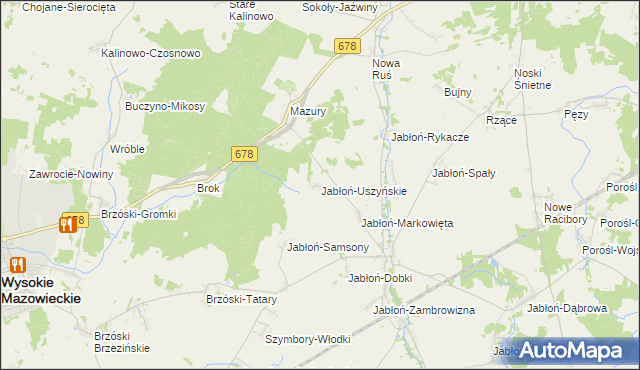 mapa Jabłoń-Uszyńskie, Jabłoń-Uszyńskie na mapie Targeo