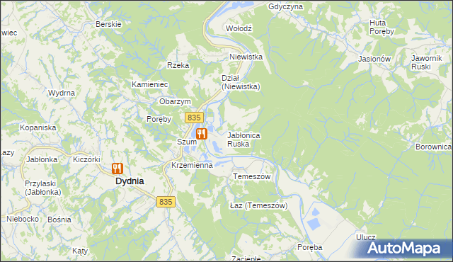 mapa Jabłonica Ruska, Jabłonica Ruska na mapie Targeo