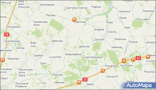 mapa Jabłonów gmina Policzna, Jabłonów gmina Policzna na mapie Targeo