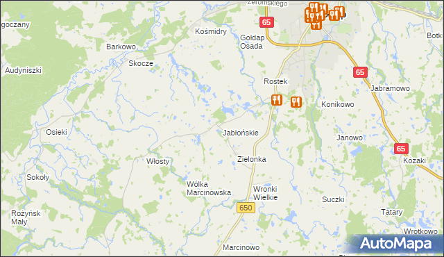 mapa Jabłońskie gmina Gołdap, Jabłońskie gmina Gołdap na mapie Targeo