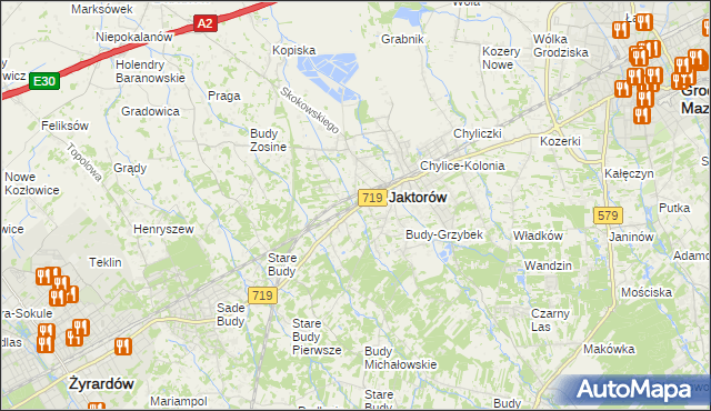 mapa Jaktorów-Kolonia, Jaktorów-Kolonia na mapie Targeo