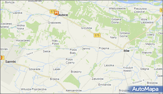 mapa Jamno gmina Słubice, Jamno gmina Słubice na mapie Targeo