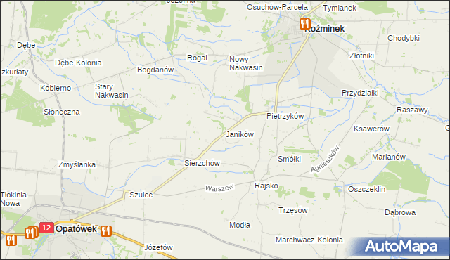 mapa Janików gmina Opatówek, Janików gmina Opatówek na mapie Targeo