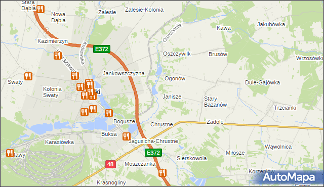 mapa Janisze gmina Ryki, Janisze gmina Ryki na mapie Targeo