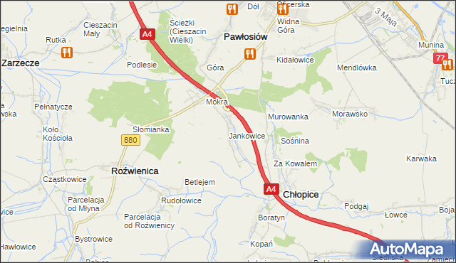 mapa Jankowice gmina Chłopice, Jankowice gmina Chłopice na mapie Targeo
